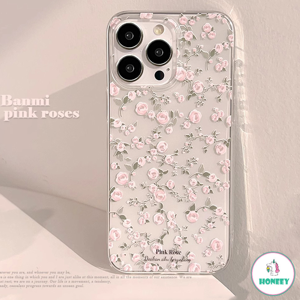เกาหลีดอกไม ้ สีชมพูใสสําหรับIphone 11 15 14 Pro Max 12mini 13 Promax 15/14 Plus XR XS Max 7Plus 8Plusกันกระแทกปกหลังนุ ่ ม