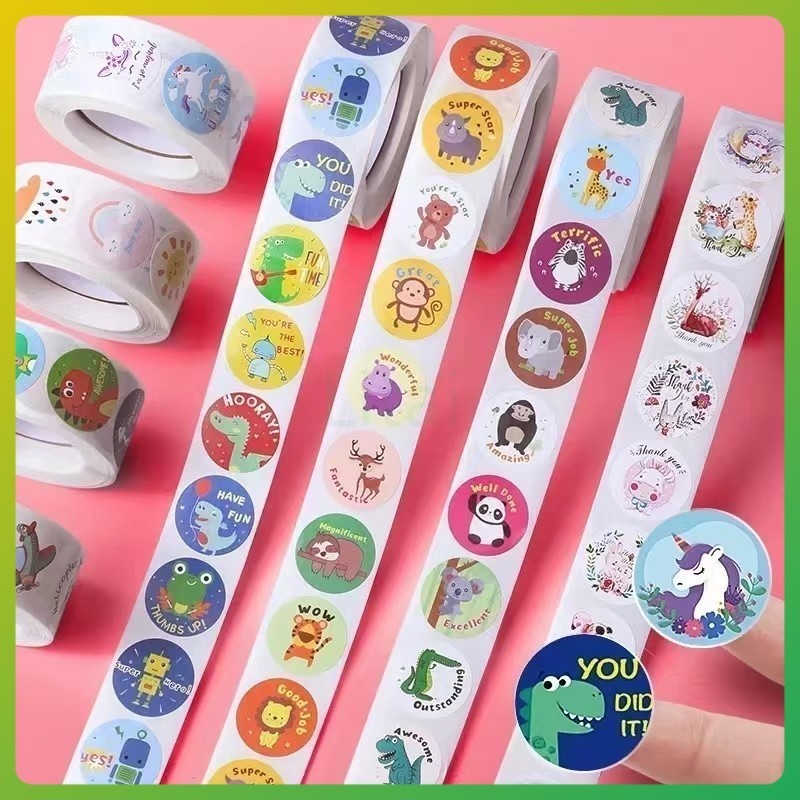 litai สติ๊กเกอร์การ์ตูน/ลายการ์ตูน ขอบคุณ 1 ม้วน 500 สติ๊กเกอร์
