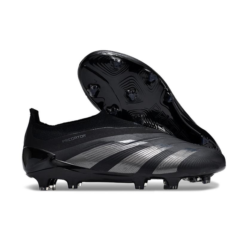 Adidas Falcon 24th Generation Full Knit Laceless FG Football Shoes สีดําและสีเงิน