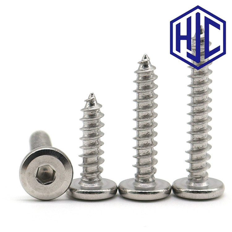 M4/M5/M6/M8/M10 วจม สกรู เกลียวปล่อย สกรูหัวจมแบน สแตนเลส304 ตนเองแตะหกเหลี่ยมด้านใน【HJC-3B】
