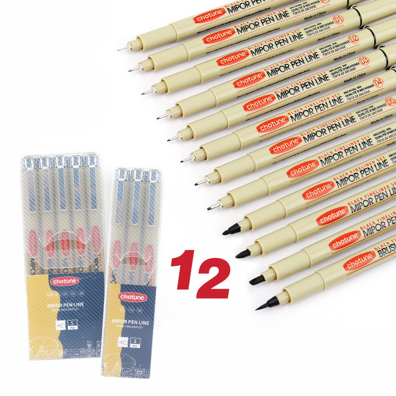 Ossayi Micron Fineliner Pens Set - Archival Black Ink Pens - ปากกาสําหรับเขียน ร่าง อะนิเมะ ศิลปิน Illustating/Technical Drawing, Office Documents, Manga, Design
