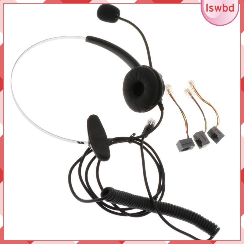 [lswbd ] ชุดหูฟัง Monaural, Hands- Call Center หูฟังสําหรับโทรศัพท ์ ตั ้ งโต ๊ ะพร ้ อมไมโครโฟนตัดเสียงรบกวน - สีดํา