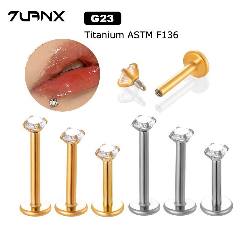 1 ชิ้น G23 ไทเทเนียมเพทาย Hypoallergenic ภายในด้าย Lip Labret Stud กระดูกอ่อนต่างหู Helix เจาะ 16Gauge Body เครื่องประดับ
