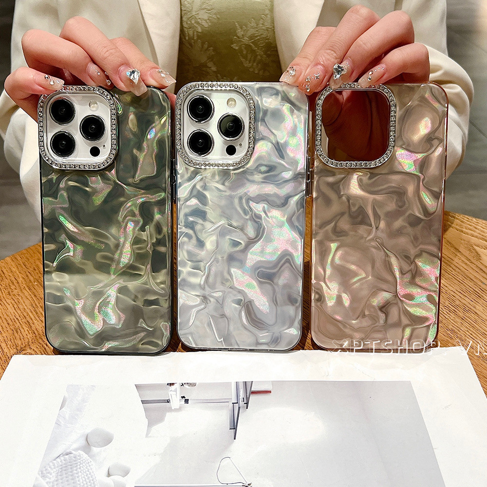 เลเซอร์ริ้วรอยเพชรกรอบเคสโทรศัพท์สําหรับiphone 15 Pro Max 15 Pro 15 Plus 14 13 12 11 Pro Maxครอบคลุมเต็มรูปแบบกันกระแทกป้องกันฝาครอบอะคริลิค