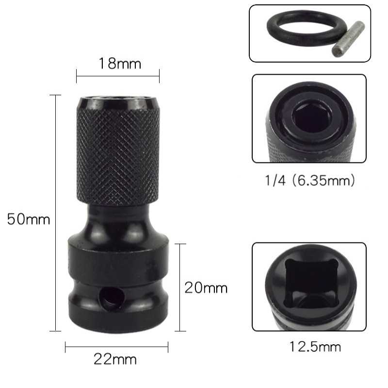 ข้อต่อแปลงบล็อก ข้อต่อบล็อกลม อแดปเตอร์ หัวแปลงบล็อกลม1/2 แกนหกเหลี่ยม 1/4 ใส่ดอกไขควง ดอกสว่าน พร้อมส่ง - รูปที่ 3