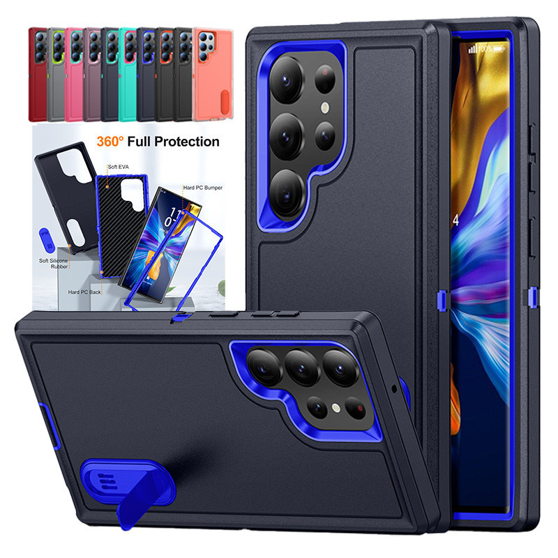 SAMSUNG สําหรับSamsung Galaxy S25 S23 FE A17 S24 S26 Plus Ultra A54 A15 A14 A56 A36 5G Body 3 ใน 1 360 กันกระแทกHeavy Duty Anti-ScratchทนทานKickstand Cover