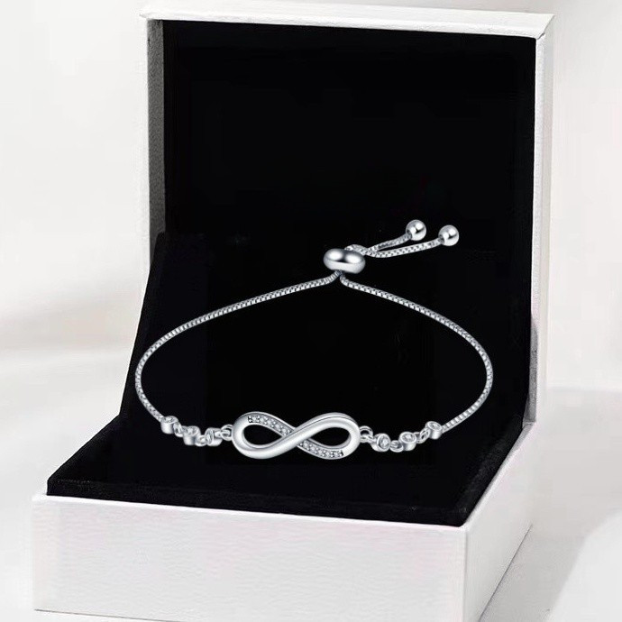 แฟชั่นโบว์เพชรปรับสร้อยข้อมือ 18K Gold Cubic Zirconia สร้อยข้อมือเพชร 925 เงิน 8-รูปผู้หญิงแฟชั่นเครื่องประดับอุปกรณ์เสริม