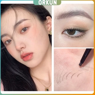 Orkun ดินสอเขียนคิ้ว 2 in 1 มีหัวเขียน และหัวแปรงปัดคิ้ว ทรงสามเหลี่ยม กันน้ํา กันเหงื่อ ติดทนนาน Eyebrow pencil