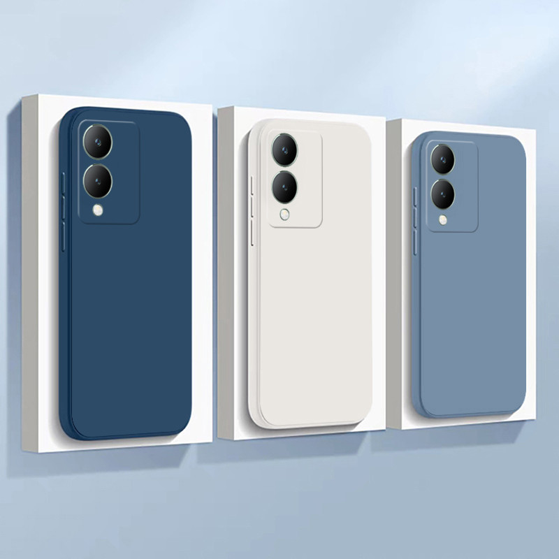 เคส VIVO Y17S VIVO Y17S 4G กรณีโทรศัพท์มือถือสีทึบ เลนส์กล้องป้องกันเต็มรูปแบบกันกระแทก TPU Jelly Soft Case C7K
