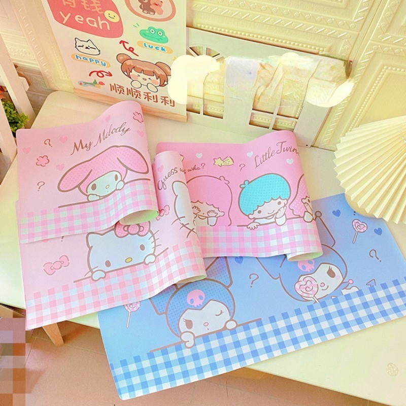 แผ่นรองเมาส์ Sanrio น่ารักอะนิเมะการ์ตูน Kuromi Cinnamoroll Melody ขนาดใหญ่ Gamer อุปกรณ์เสริม Gamer ตาราง Mat นักเรียน Study Desktop Mat