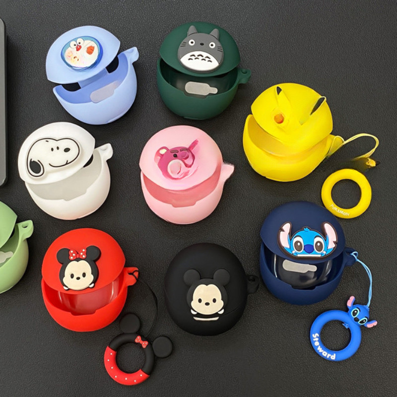 เคสการ์ตูนตลกสําหรับ QCY HT10 กรณีแหวนเชือกซิลิโคน Hearphone Shell กล่อง QCY AilyBuds Pro/HT10 ไร้สายบลูทูธป้องกัน Hearphone ฝาครอบ
