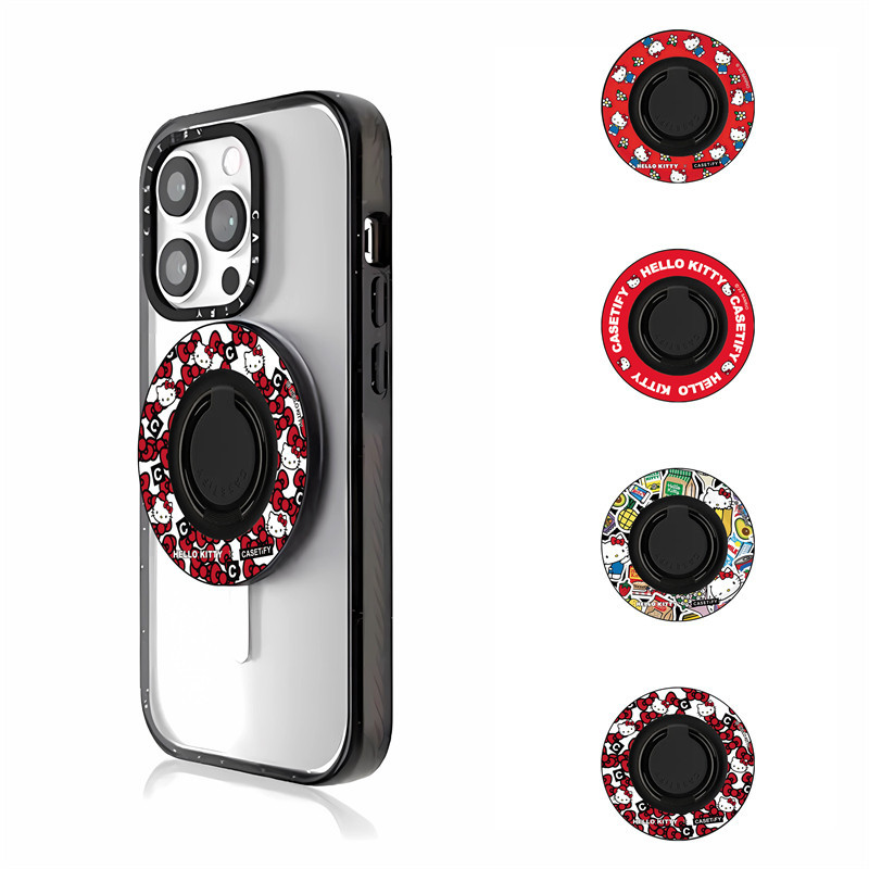 Casetifyhello KittySnappy Magnetic Grip Stand ใช้เคสโทรศัพท์แม่เหล็ก กระจกพาสเทลไล่ระดับ Creative Telescopic พับ PC Phone Grips กล่องบรรจุ