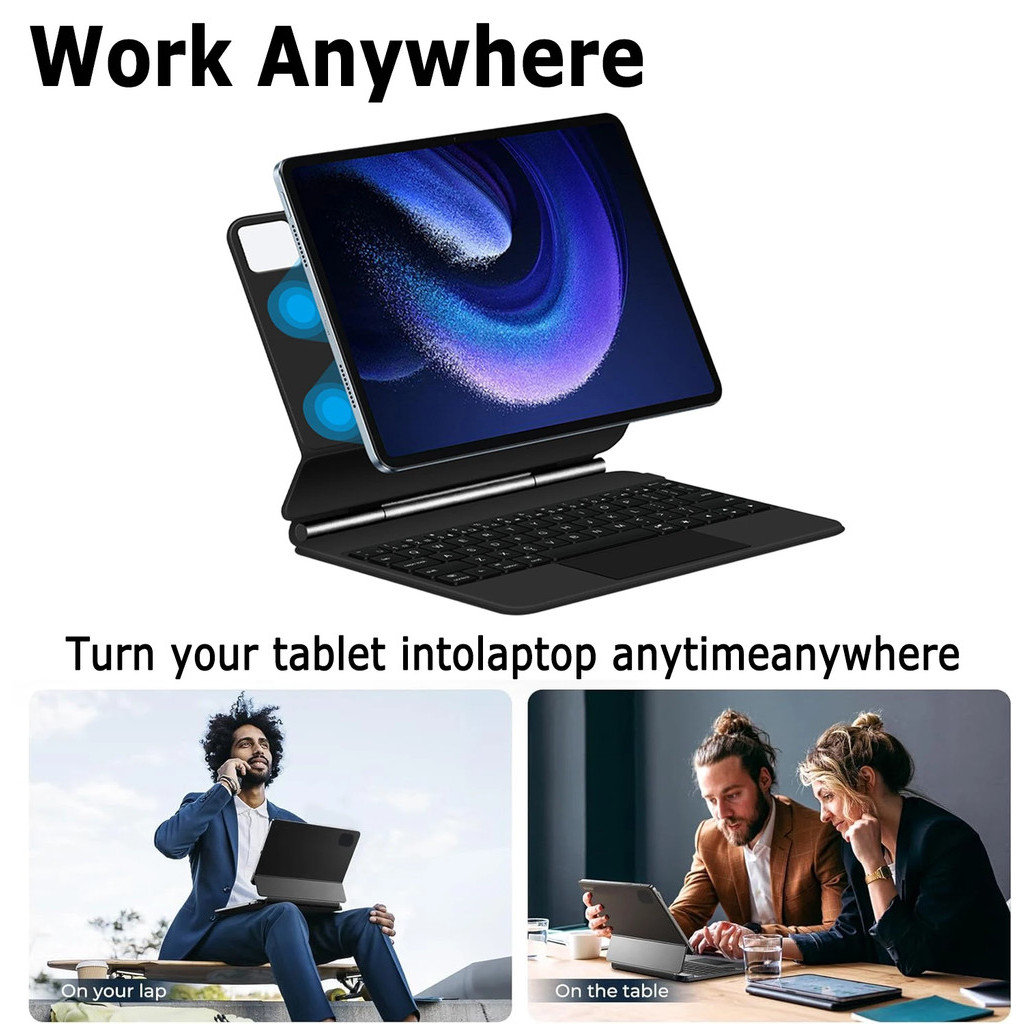 ภาษาไทย แป้นพิมพ์แม่เหล็กสําหรับ Xiaomi Pad 7 / 7 pro 11 Pad 6 11 นิ้ว Mi Pad 5 pro 11 "Pad 6s pro 12.4 "บลูทูธ Blacklit คีย์บอร์ดไร้สาย