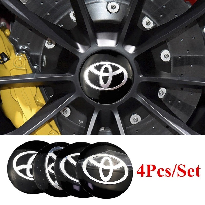 4pcs/set 56mm ศูนย์ล้อโลโก้ป้ายสติกเกอร์อลูมิเนียมรถยนต์ขอบล้อป้ายตกแต่ง for Toyota RAV4 COROLLA CAMRY Prius