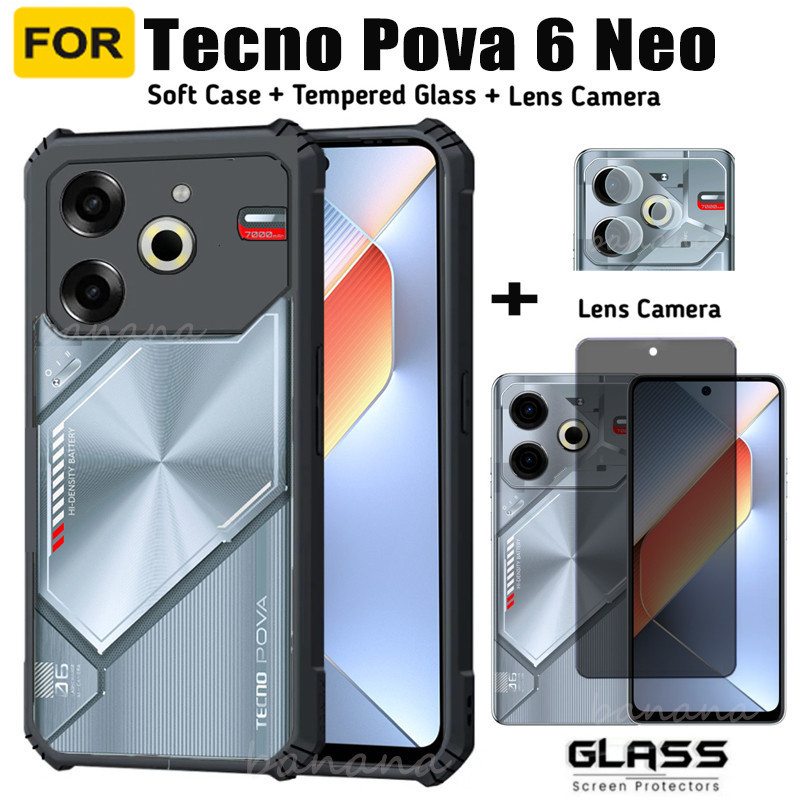 สําหรับ Tecno Pova 6Neo เคสโทรศัพท์กันกระแทกสําหรับ Pova 6 Pro 5 Pro 4 Pro ความเป็นส่วนตัวกระจกนิรภัยป้องกันหน้าจอ