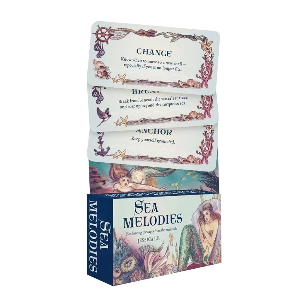 Sea Melodies Positive Affirmations การ์ด 40 ชิ้น Mermaid Magic การ์ดอวยพรสร้างแรงบันดาลใจ verasat