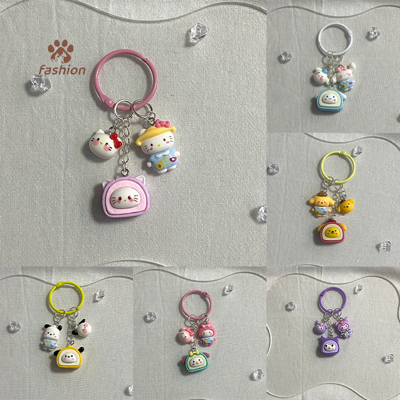 [แฟชั่น] Sanrio Anime Hello Kitty พวงกุญแจการ์ตูน Kawaii อบเชยสุนัข Kuromi Melody กระเป๋าเป้สะพายหลังจี้อุปกรณ์เสริมพวงกุญแจเด็กน่ารักของขวัญ {TH}