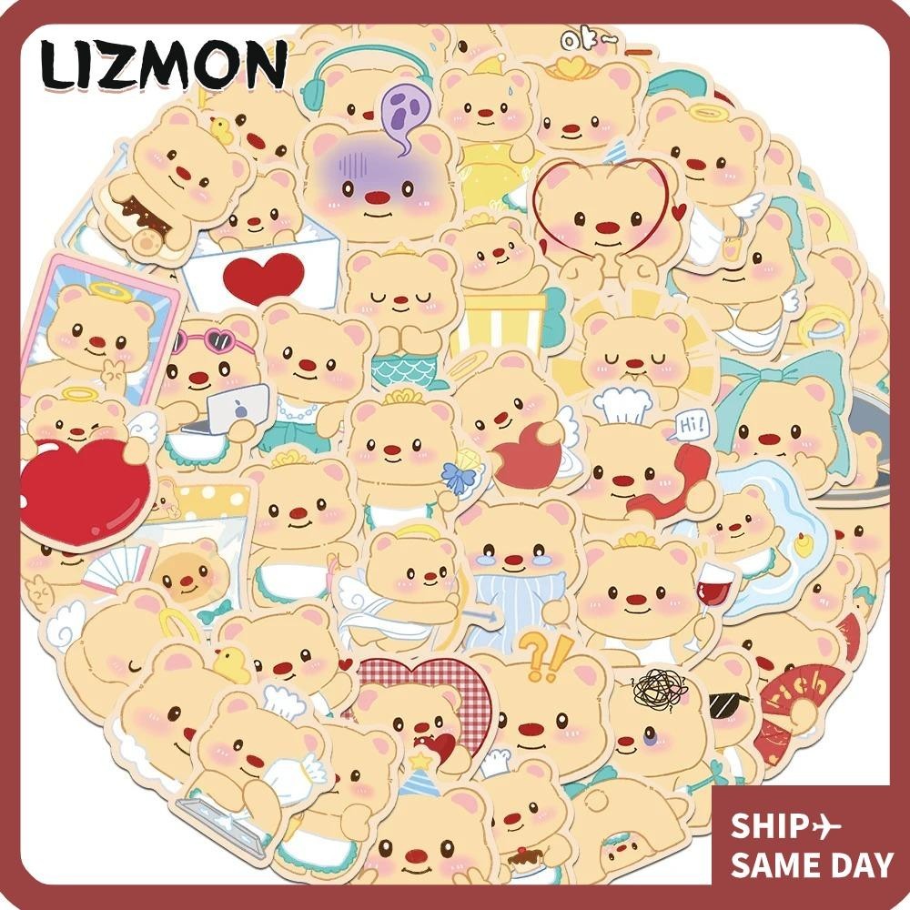 Lizmon 60 ชิ้นเนยหมีสติกเกอร์,การ์ตูนตกแต่งโทรศัพท์แล็ปท็อปสติกเกอร์,รูปลอก Self-กาวบรรเทาออกแบบ DIY สเก็ตบอร์ดสติกเกอร์