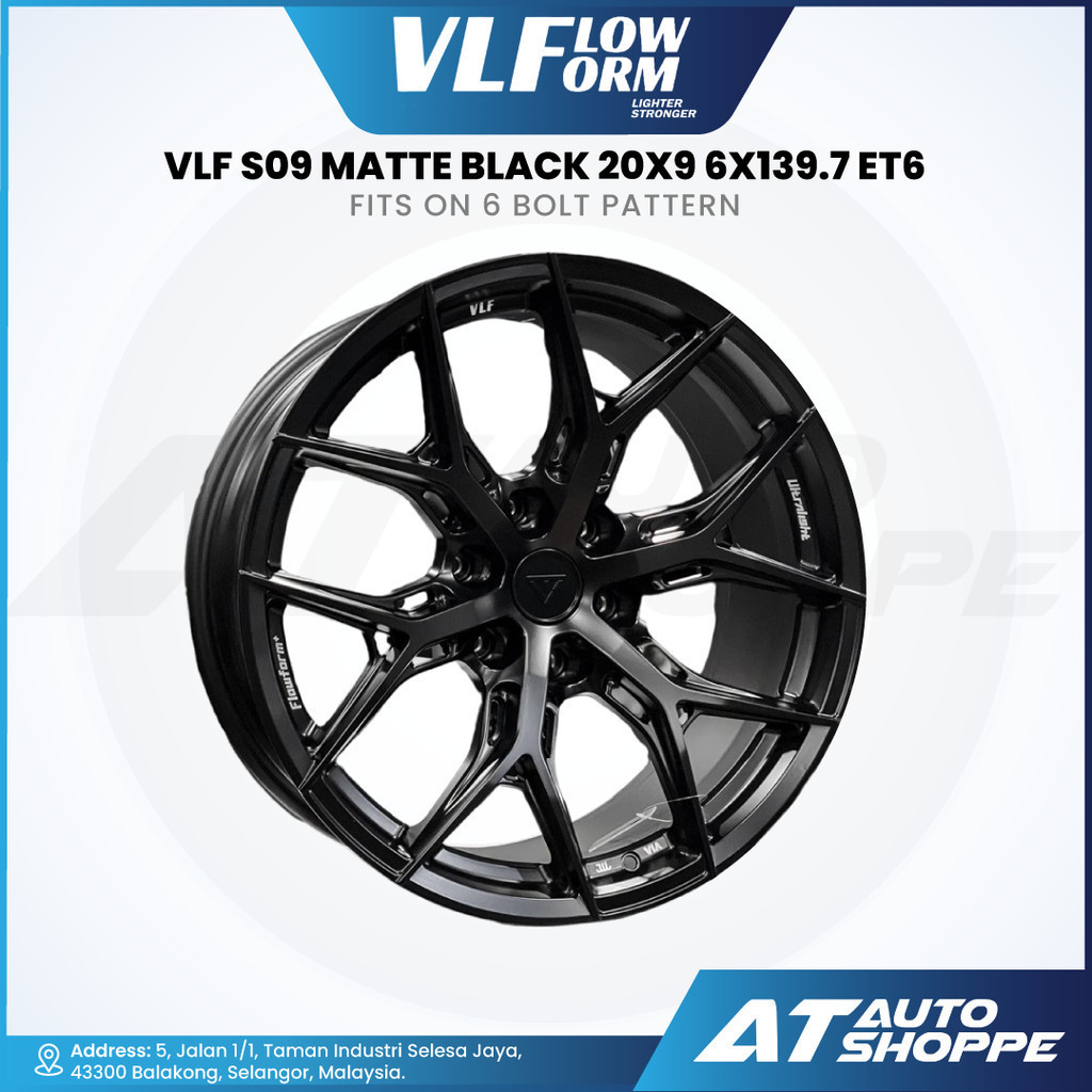 VLF S09 - สีดําด้าน 20x9 ET6 6x139.7 (1 ชิ้น)