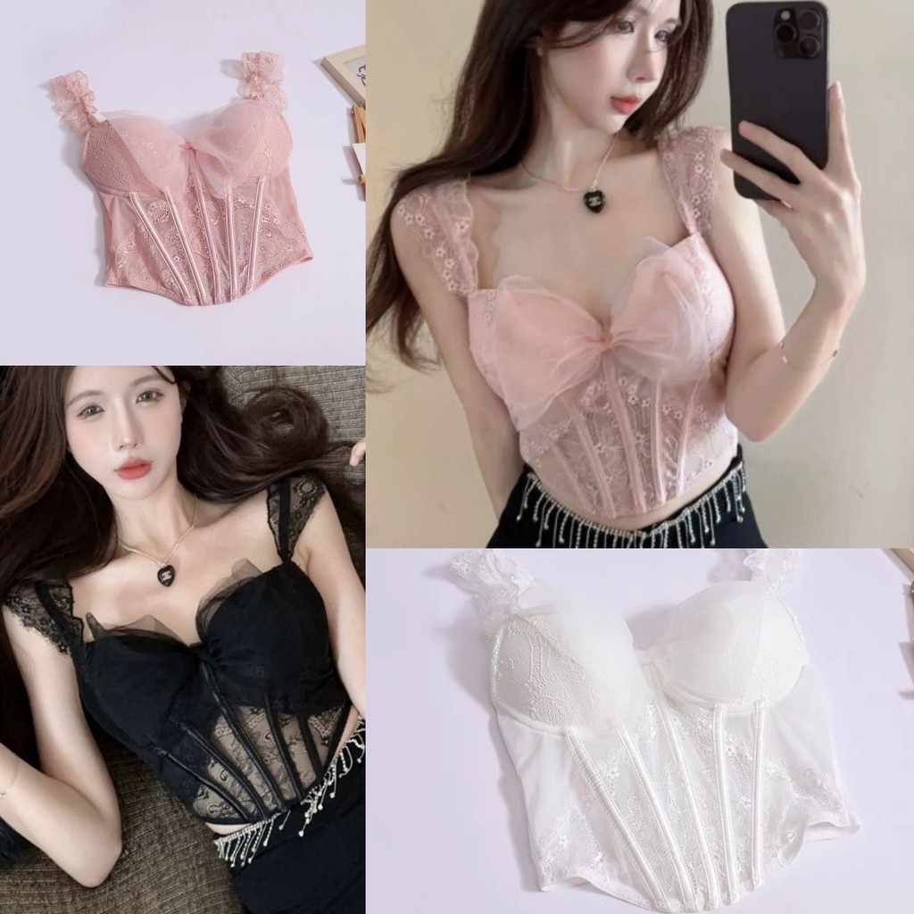 Elves✨พร้อมส่ง✨เสื้อกล้ามกระดุมแถวเดียวเสื้อกล้ามเสริมฟองน้ำ (FY1126-L)