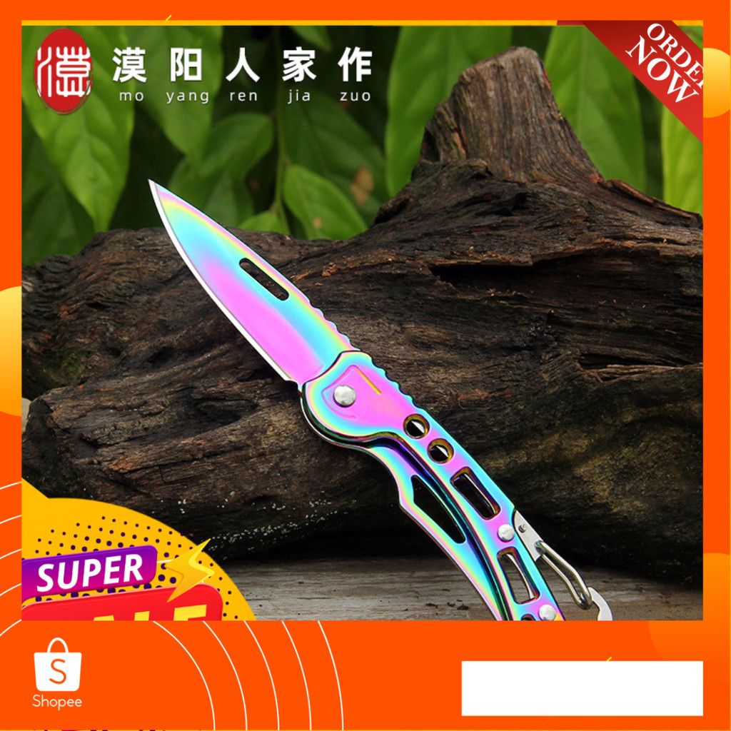 มีดเดินป่าสแตนเลสสตีล มีดสนาม มีดพับพกพา มีระบบดีดใบมีด มีดเดินป่า มีดป้องกันตัว มีดพับพกพาเล็ก