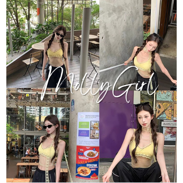 mollygirl .shop เสื้อคล้องคอสไตล์เกาหลีฤดูร้อน