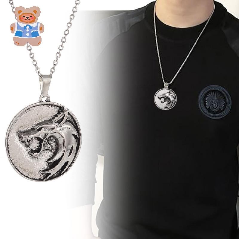 [CRD]Witcher Medallion สร้อยคอสําหรับผู้ชาย Geralt of Rivia Wolf Wild จี้เครื่องประดับของขวัญเครื่อง