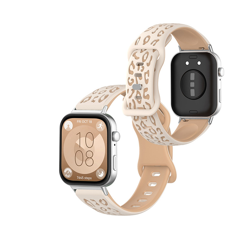 สายรัดซิลิโคนลายเสือดาวสําหรับ Huawei Watch Fit 2/3/4/5 Pro/รุ่นพิเศษ สร้อยข้อมือสมาร์ทวอทช์
