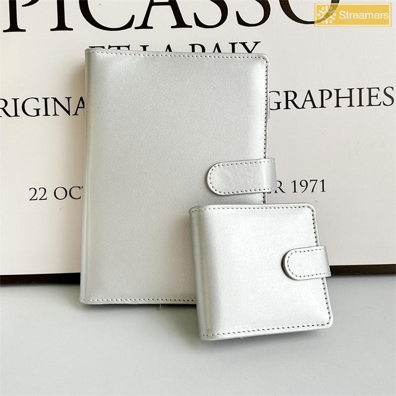 {Streamers} A5 A8 Ins Silver PU Magnetic Buckle Loose Leaf DIY Binder Notebook Cover Diary Agenda Pl