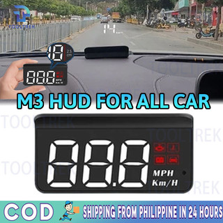 M3 Auto HUD OBD2 Head Up Display Projection on Glass Car Speed Windshield Projector Speedometer Alarm Electronic Accessories Trip Computer Speed