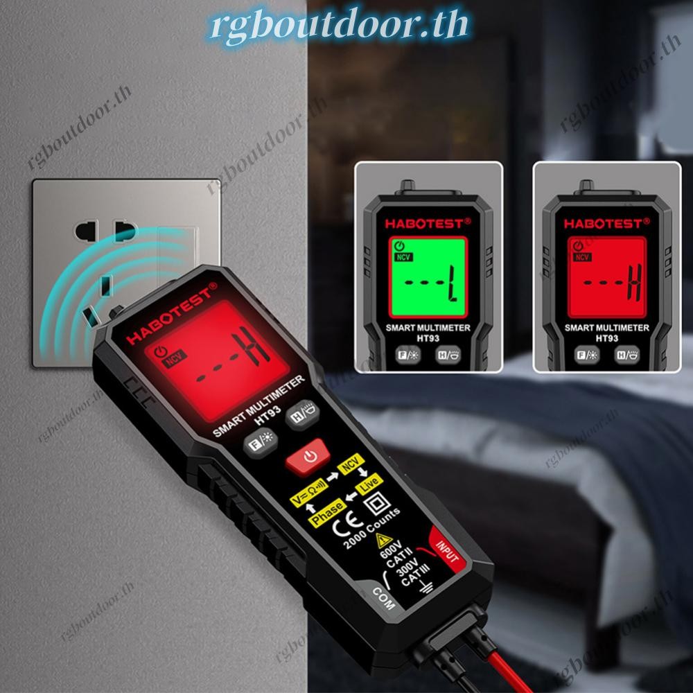 Ht93 มัลติมิเตอร์แบบดิจิตอล Auto-Ranging 2000 นับโวลต์มิเตอร์ Ohmmeter พร้อม NCV