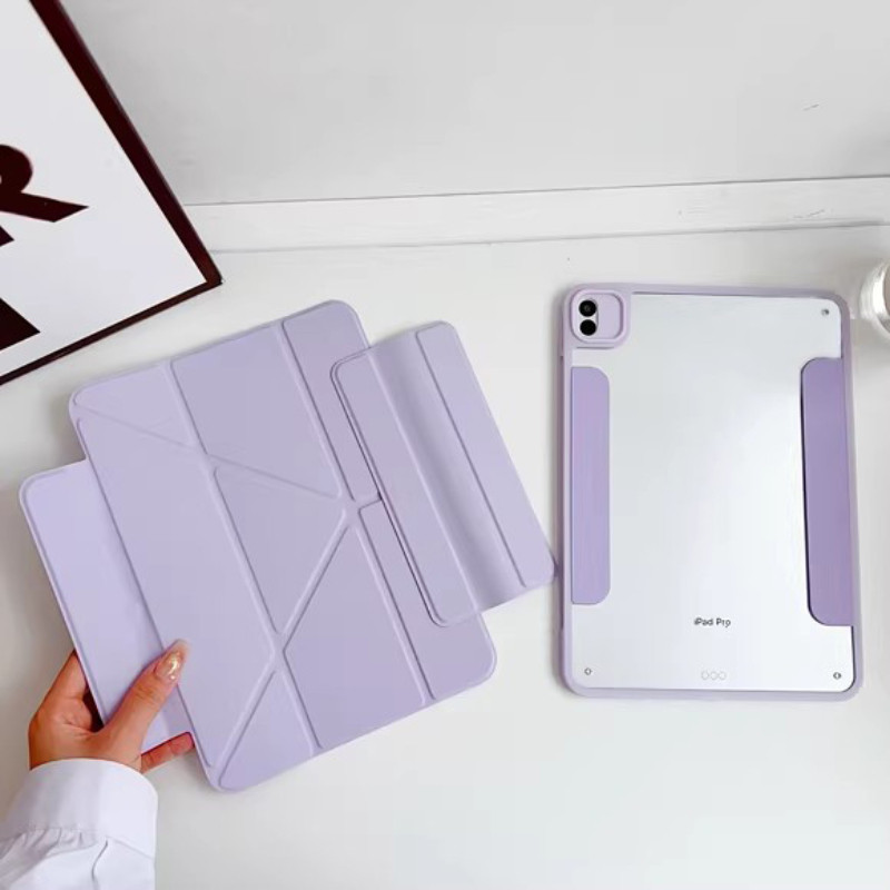 ที่ถอดออกได้แม่เหล็กอะคริลิคสําหรับ iPad 11th 2025 11 นิ้ว A16 Air11 Air7 M3 Pro 11 13 Air 11 6 5 4 3 2 1 10th 10.9 10.2 9.7 Y-พับขาตั้งฝาครอบ Tower หัวเข็มขัด