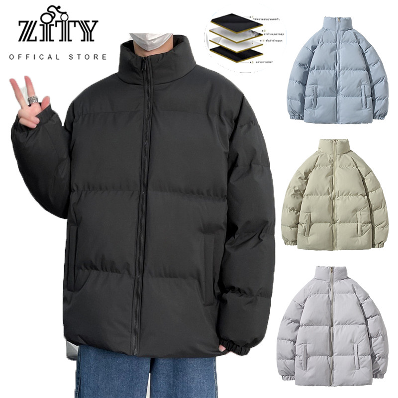 ZITY เสื้อแจ็กเก็ตลําลอง ผ้าฝ้าย แบบหนา บุฟองน้ํา ให้ความอบอุ่น แบบเรียบง่าย แฟชั่นฤดูหนาว สําหรับผู้ชาย และนักเรียน [M-5XL]
