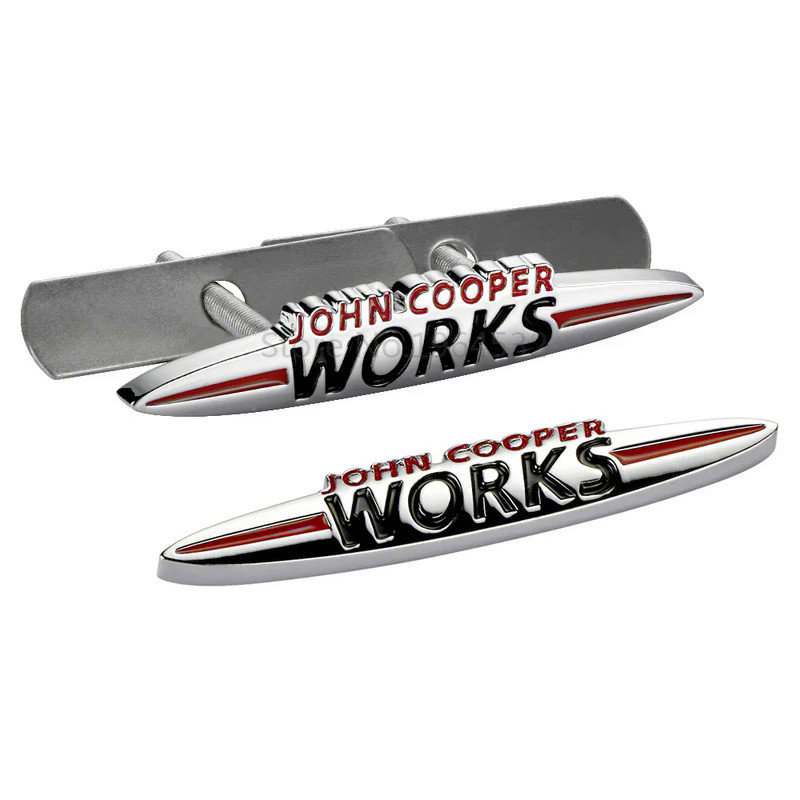 ป้ายโลหะ 3D ของ John Works สำหรับกระจังหน้า โลโก้ JCW สติ๊กเกอร์รถยนต์ อุปกรณ์เสริมสำหรับ Mini Cooper R50 R52 R57 R58 R6