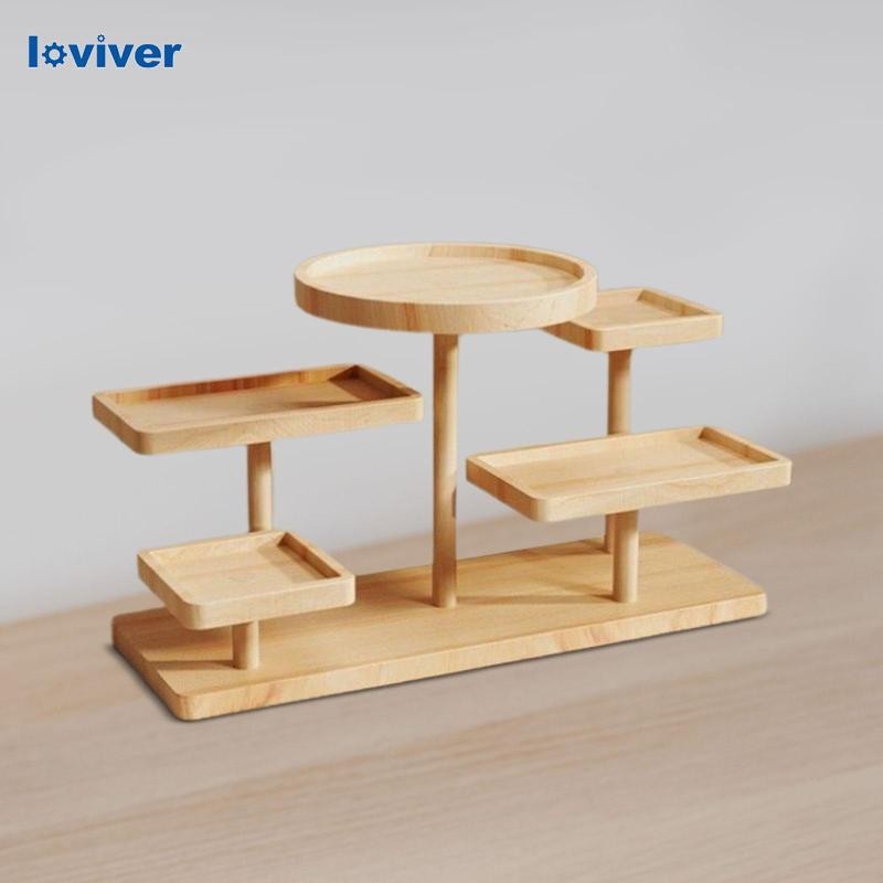 [Loviver] ไม้ Multi Display Rack Tiered ถาดผู้ถือสําหรับร้านอาหาร Party Home