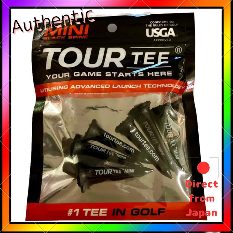 Universal Golf TEE - TOUR TEE MINI, 45 มม., กระดูกสันหลังสีดํา, 6 แพ็ค, เข้ากันได้กับกฎ USGA & R&A
