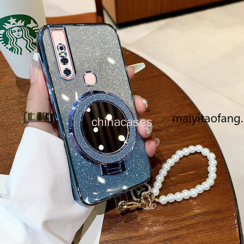 เคสสําหรับ VIVO 1819 VIVO V15 วงเล็บแม่เหล็กหรูหรา TPU แฟลชกระจกแต่งหน้าแบบนิ่ม + สร้อยข้อมือเคสโทรศัพท์ - รูปที่ 2