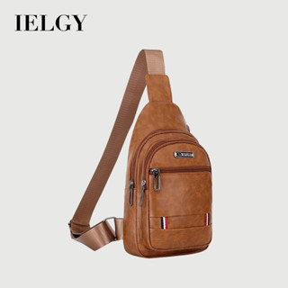 IELGY กระเป๋าสะพายข้างหนัง PU ลําลองของผู้ชายในเมือง
