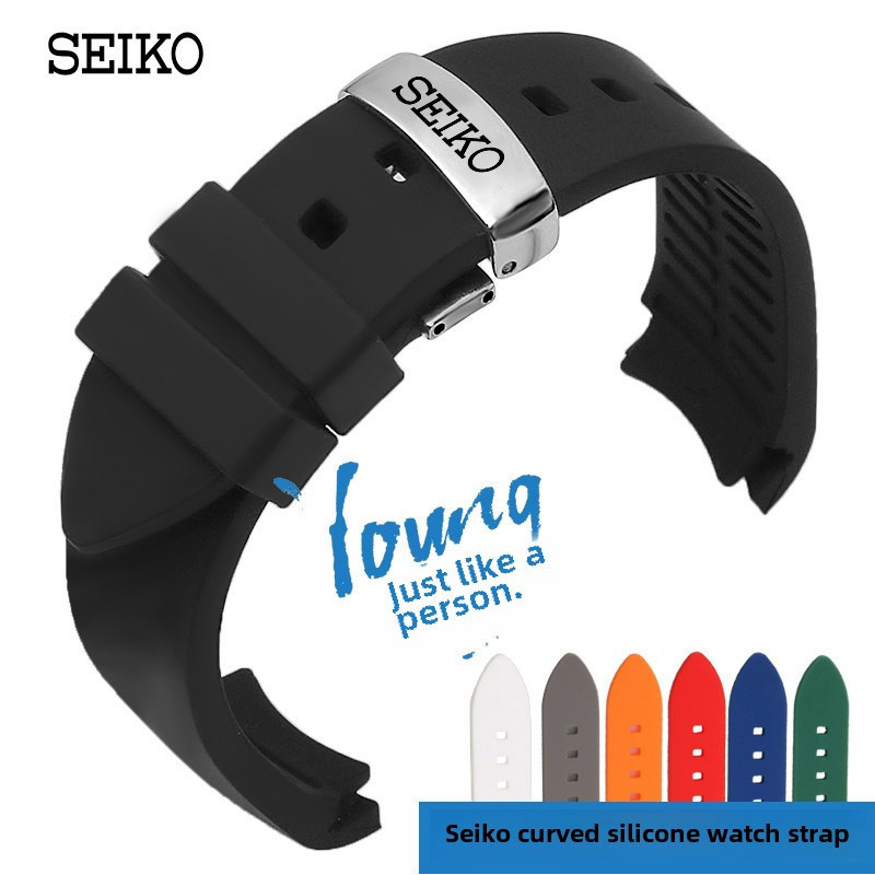 18/19/20/21/22 มม. สายนาฬิกาซิลิโคนโค้งสําหรับ Seiko 5 & Prospex Diver - Sporty & Durable Replacement Strap for Men - Perfect Fit for Green & Black Watches