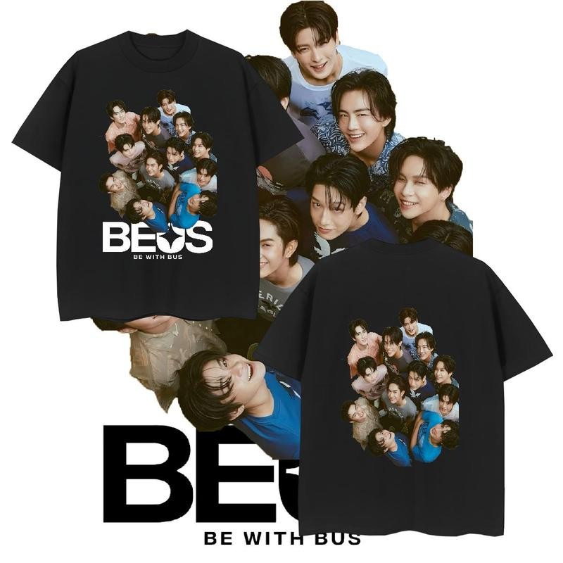 การพิมพ์ที่มีคุณภาพสูงแฟชั่นไทย-beus-be WITH BUS Tshirt รอบคอลำลองเสื้อยืดผู้ชายและผู้หญิง COSPLAY ท