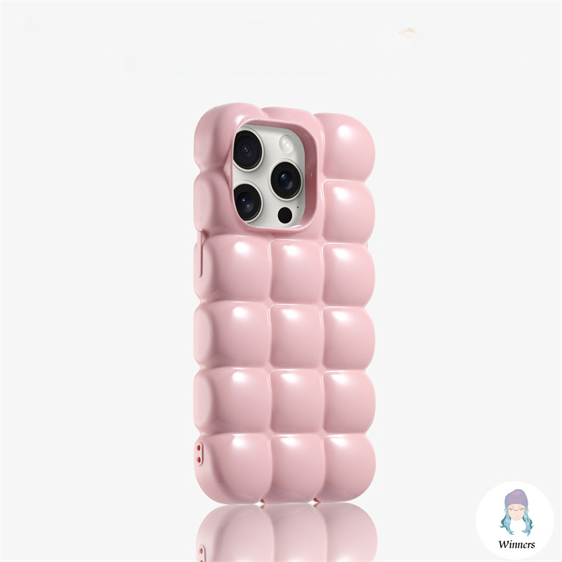 สีลูกกวาด 3D Lattice Electroplate Dopamine เคส Iphone เข้ากันได้กับ iPhone 18 17 16 15 14 Pro Max 11 13 Pro Max 12 Pro Max บล็อกรูปร่างสีทึบนุ่ม TPU ฝาหลังโทรศัพท์มือถือ