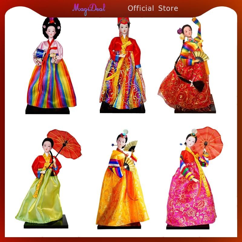 Magideal ตุ๊กตาฮันบกเกาหลี Geisha Kimono น่ารักเอเชียวินเทจแบบดั้งเดิม