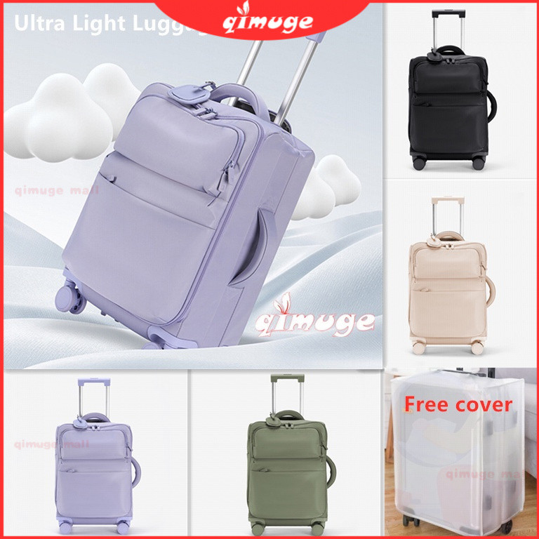 ชุดกระเป๋าเดินทางน้ำหนักเบาพิเศษ สีสดที่เข้ากัน ผิวด้านโปร่งใส ปกป้องหนา ผ้าใยไนลอนละเอียด กระเป๋าเดินทางที่เบาเป็นพิเศษ baggage luggage