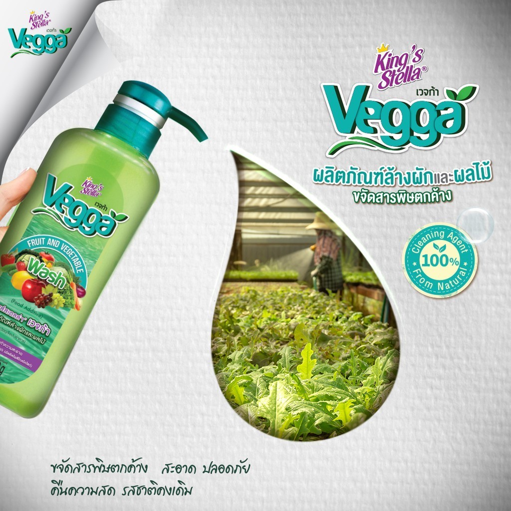 King’s Stella คิงส์สเตลล่า Vegga เวจก้า น้ำยาล้างผักผลไม้ สูตรธรรมชาติ กำจัดไข่พยาธิ ล้างสารพิษตกค้างได้ถึง 95-99% ราคา ถูกที่สุด ดีลบีเคเค แกลเลอรีภาพที่ 3