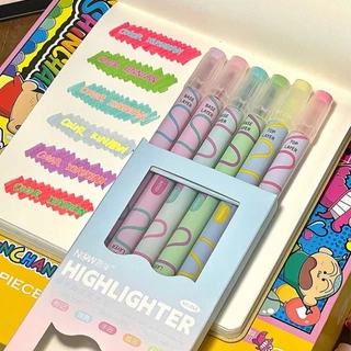 6 ชิ้นซ้อนสี Dual Head Highlighter ชุดปากกานักเรียนขนาดใหญ่ความจุ Eye Protection Marker ปากกา DIY คู่มือสีปากกา