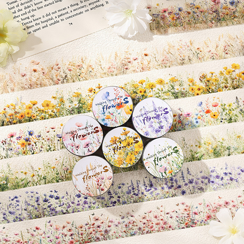 Pre-Cut Washi เทปสติกเกอร์สําหรับ Scrapbooking ดอกไม้สัตว์สติกเกอร์เทปสติกเกอร์ม้วนสําหรับ Scrapbooking Art Journal Bullet Journal อุปกรณ์เสริม