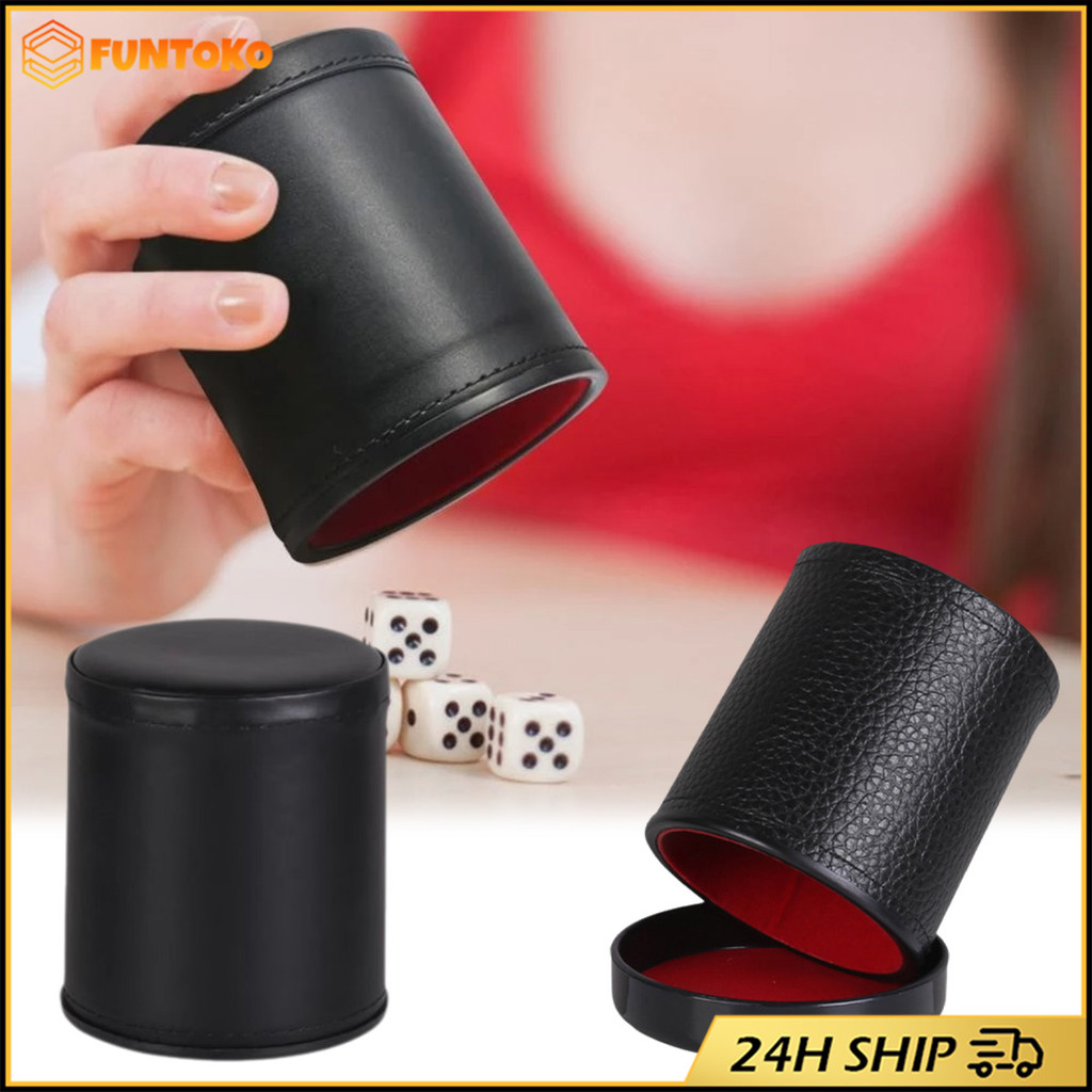 สินค้ามีคุณภาพ ถ้วยลูกเต๋าหนัง รุ่นกันเสียงพร้อมฝาปิด เสียงเงียบ สําหรับปาร์ตี้ ของเล่น ไม่มีลูกเต๋า