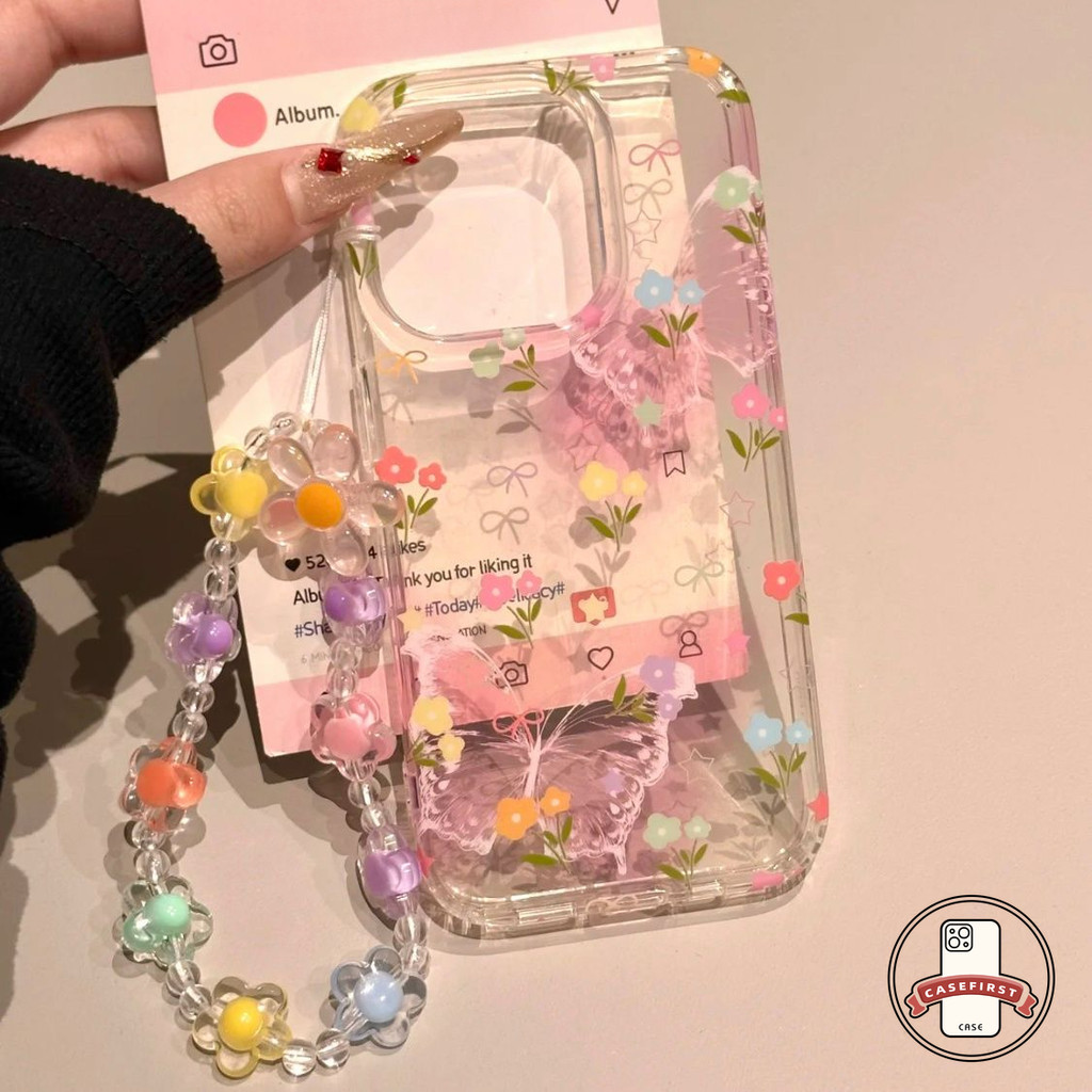 การ์ตูนมีสีสันดอกไม้เล็ก ๆ น้อย ๆ ชวนฝันผีเสื้อ เคส IPhone 14 15 13 12 11 Pro Max 8 7 X 7Plus XR 15 14 Plus 8Plus XS Max
