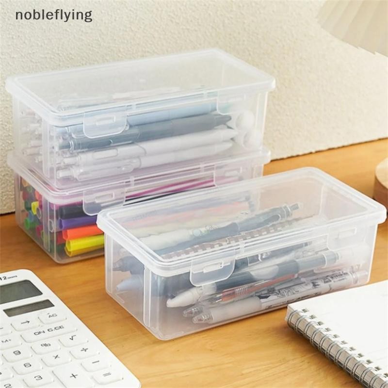Nf 1PC ความจุขนาดใหญ่กล่องดินสอกล่อง PP วัสดุโปร่งใสกล่องดินสอ Stackable อุปกรณ์สํานักงานจัดเก็บกล่อง nobleflying