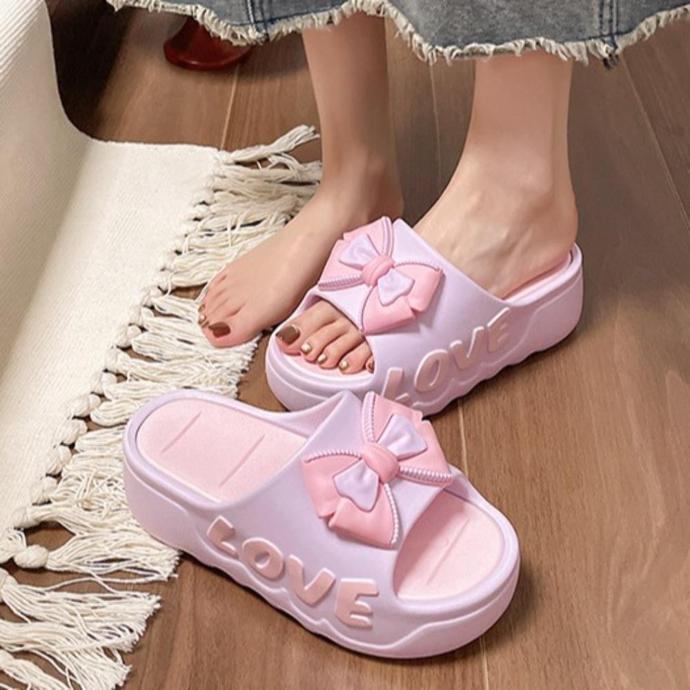 Kodice Flats สไลด์รองเท้าแตะ, Anti Slip หนา Soled Flip Flops รองเท้าแตะ,นุ่ม Bowknot Candy สี Beachwear รองเท้าแพลตฟอร์มรองเท้าแตะผู้หญิงหญิง